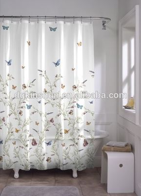 PEVA Meadow Shower curtain Bath Decor Butterfly Flower curtain bath